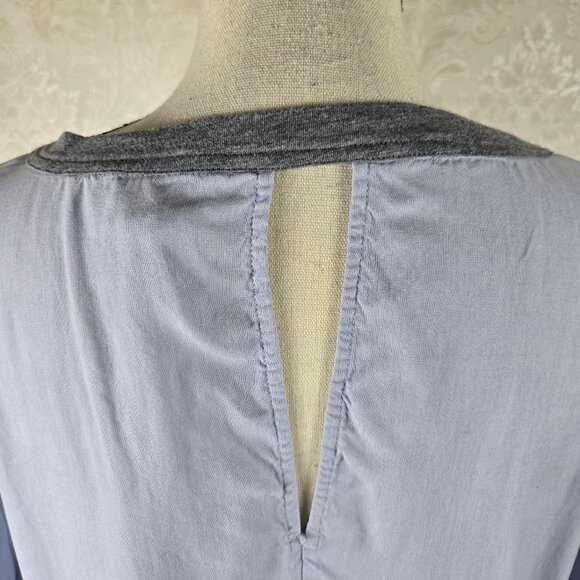 Soft Surroundings Size XL 100% Silk Light Blue Gray Tunic Scoop Neck Keyhole Bk - Picture 7 of 10
